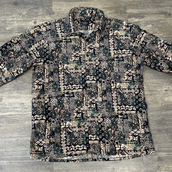 Vintage Countess Wara Shirt Men Size‎ Large Button Front Long Sleeve Abstract - Picture 2 of 10